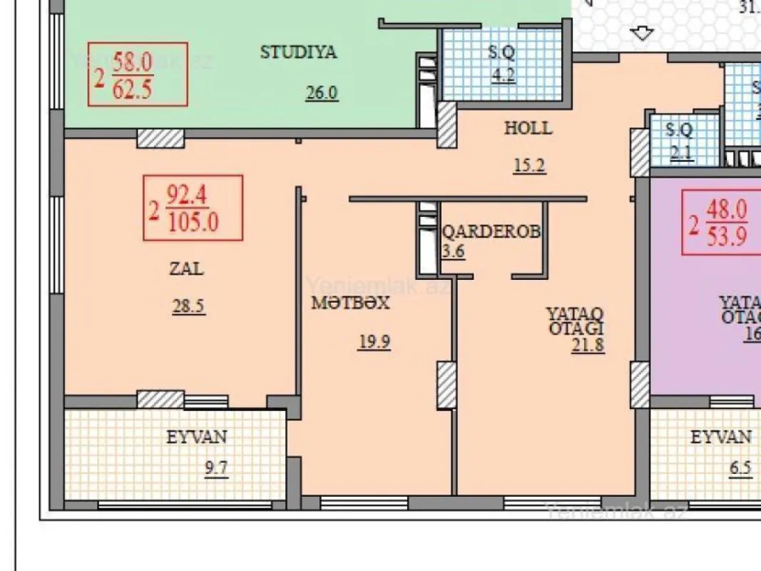 Satılır 2 otaqlı yeni tikili 105 m²
