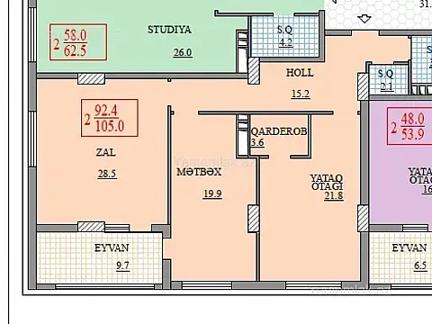 Satılır 2 otaqlı yeni tikili 105 m²