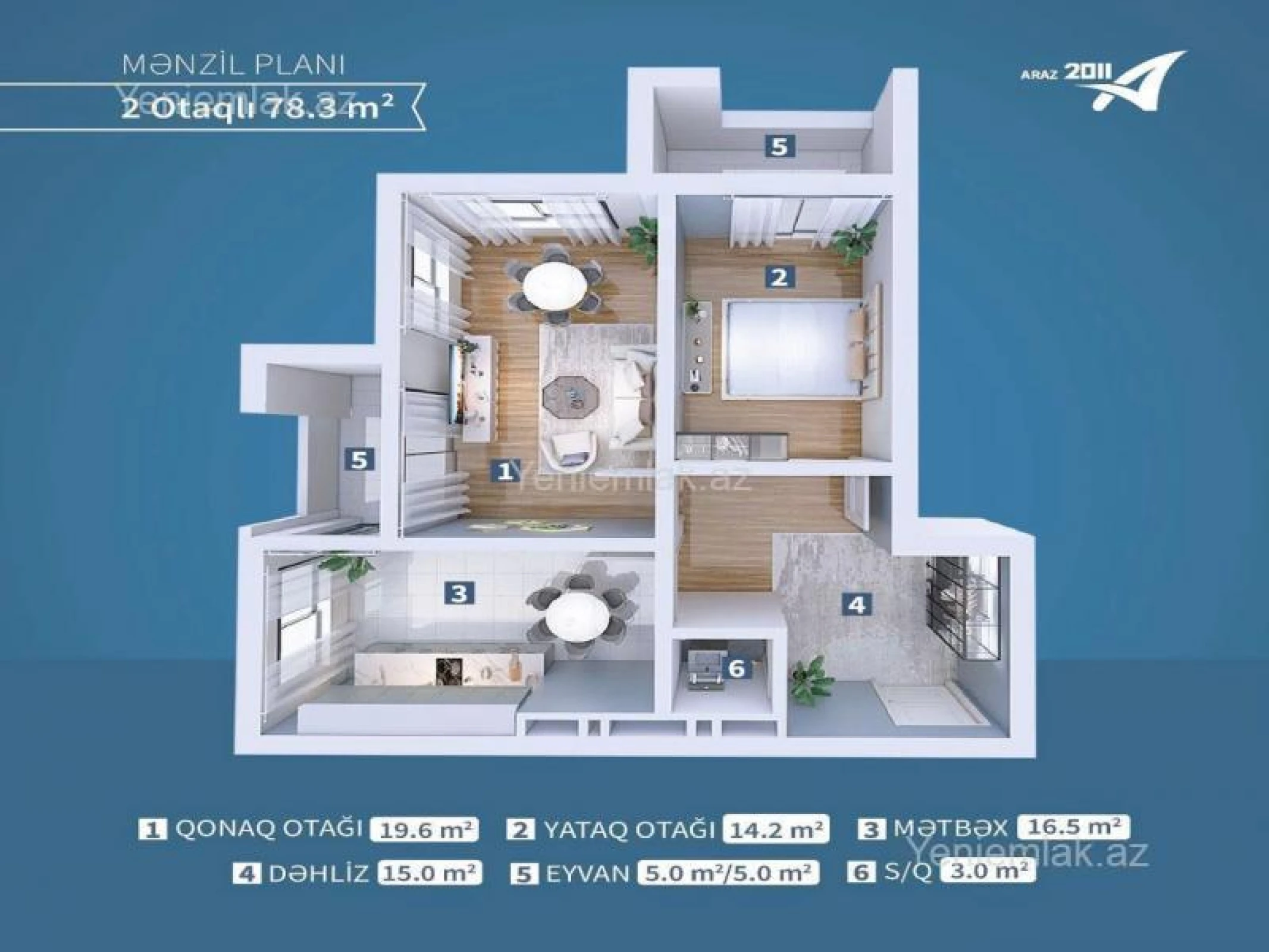 Satılır 2 otaqlı yeni tikili 80 m²