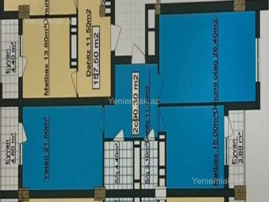 Satılır 2 otaqlı yeni tikili 91 m²