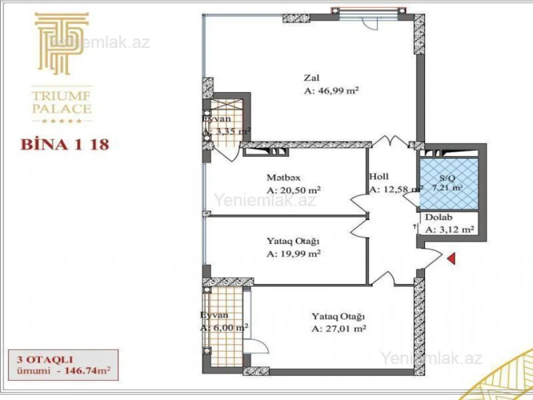 Satılır 4 otaqlı yeni tikili 147 m²