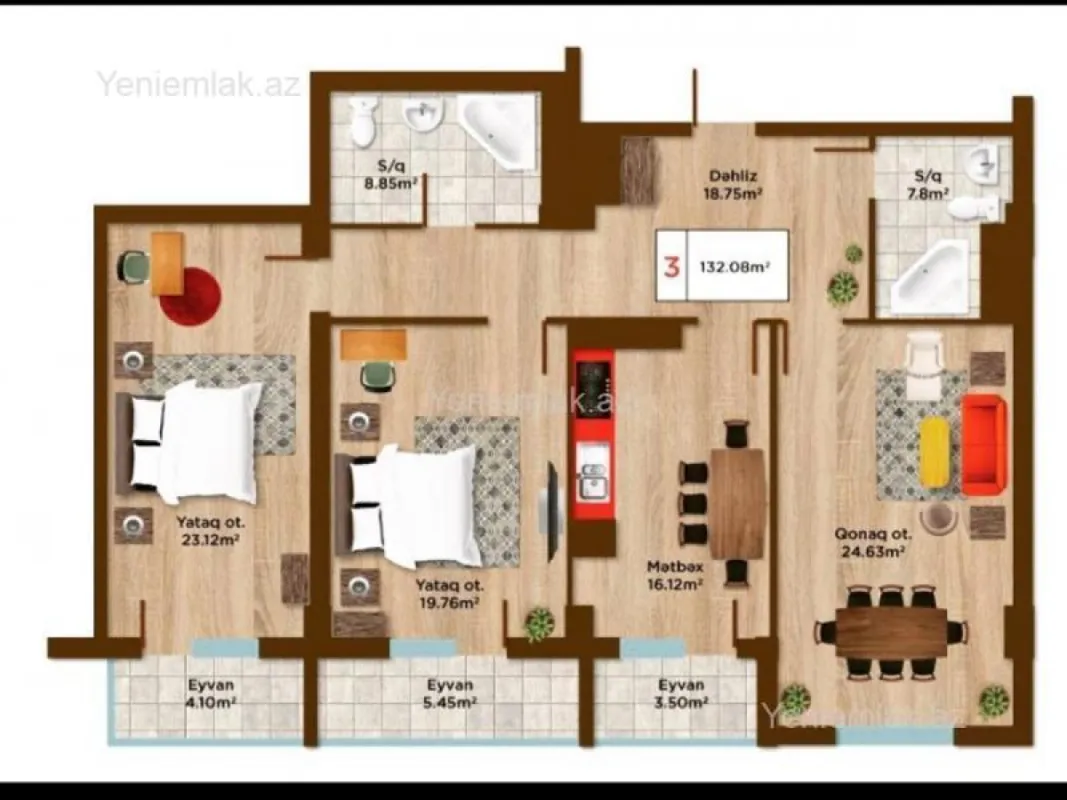 Satılır 3 otaqlı yeni tikili 143 m²
