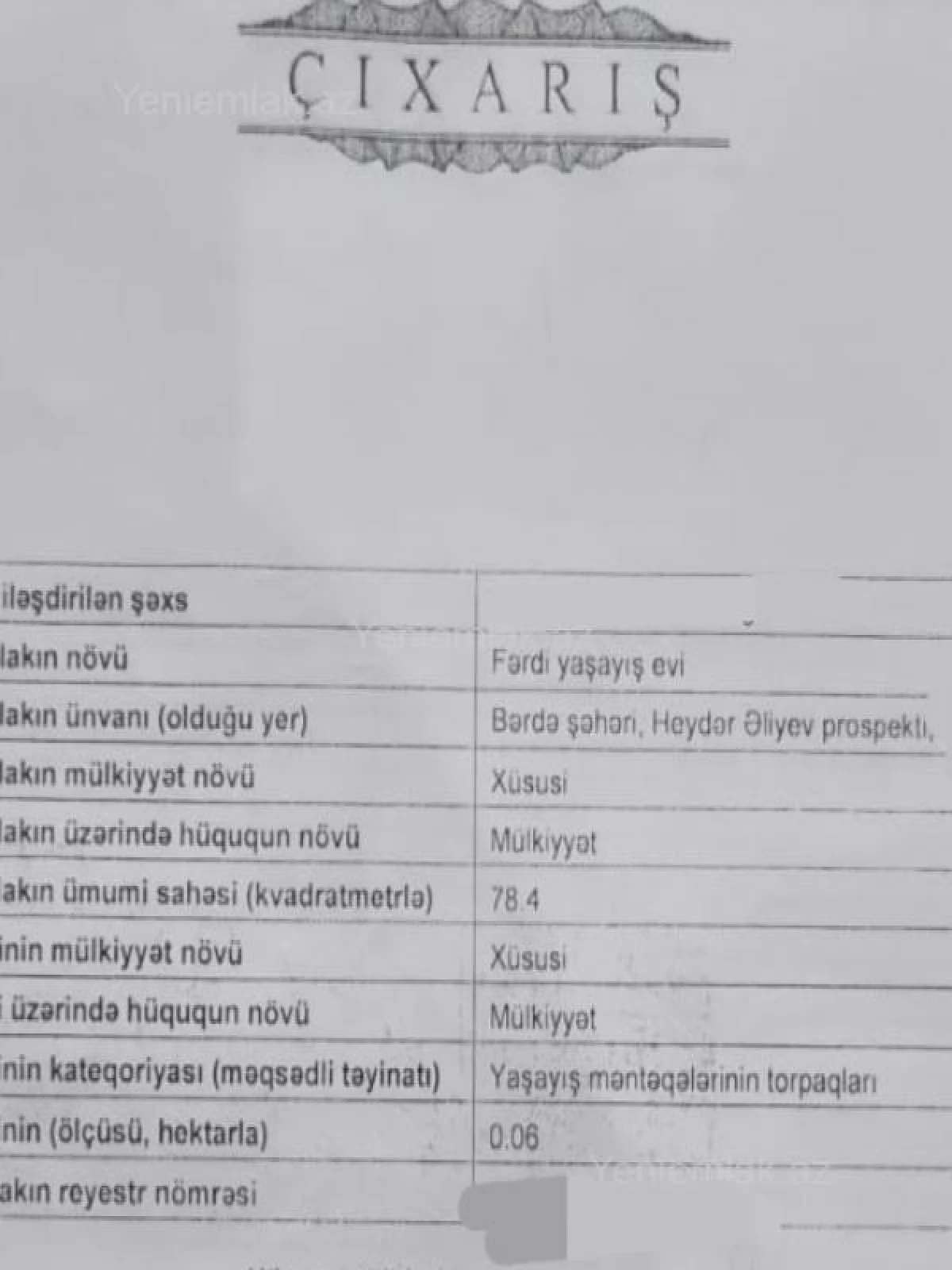 Satılır 4 otaqlı həyət evi 78 m²