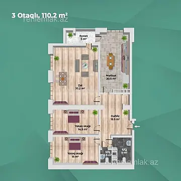 Satılır 3 otaqlı yeni tikili 110.2 m²