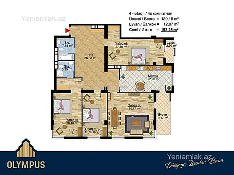 Satılır 4 otaqlı yeni tikili 193 m²