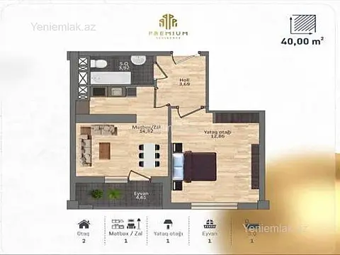 Satılır 1 otaqlı yeni tikili 40 m²