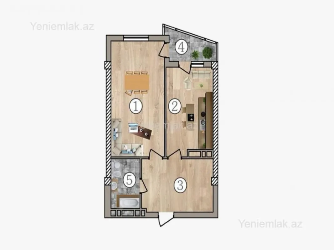 Satılır 2 otaqlı yeni tikili 61 m²