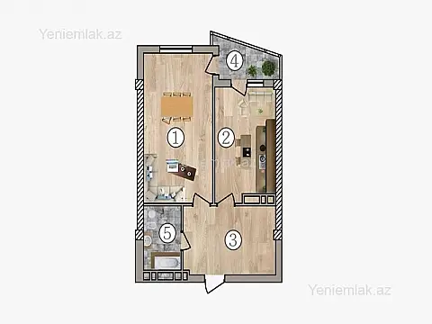 Satılır 2 otaqlı yeni tikili 61 m²