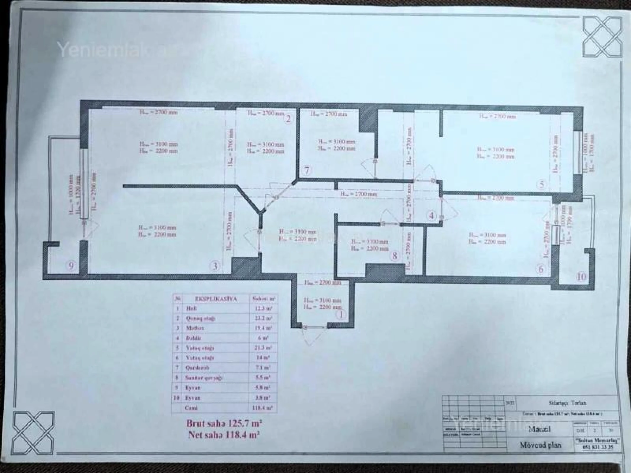 Satılır 3 otaqlı yeni tikili 126 m²