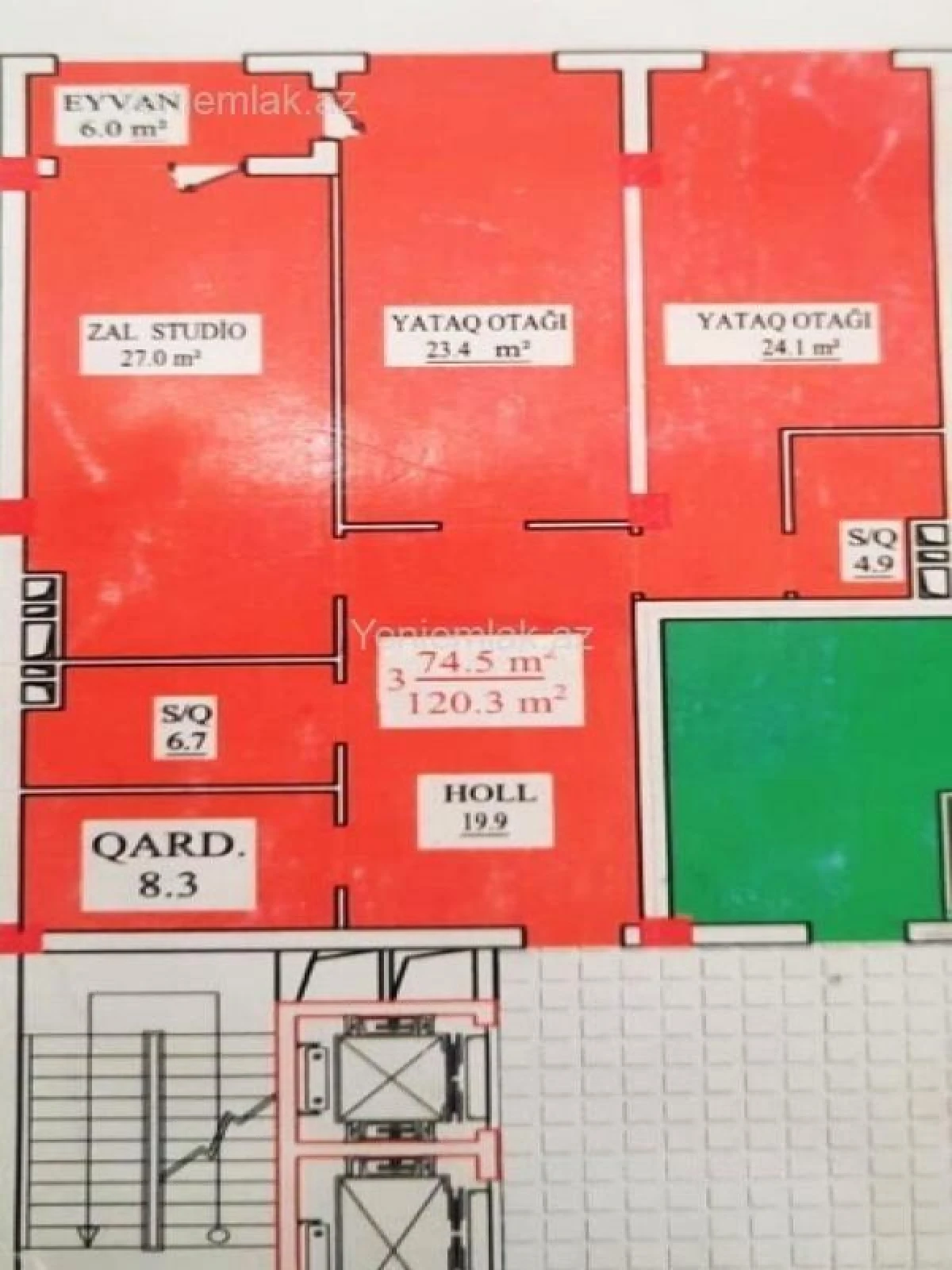 Satılır 3 otaqlı yeni tikili 120 m²