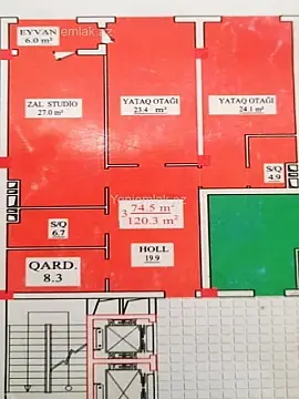 Satılır 3 otaqlı yeni tikili 120 m²