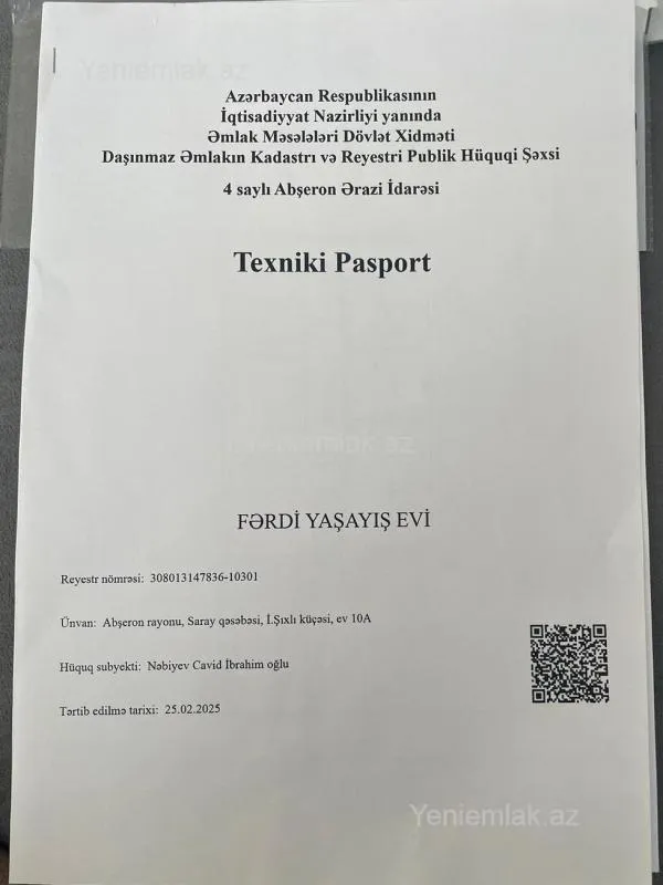 Satılır 4 otaqlı həyət evi 160 m²