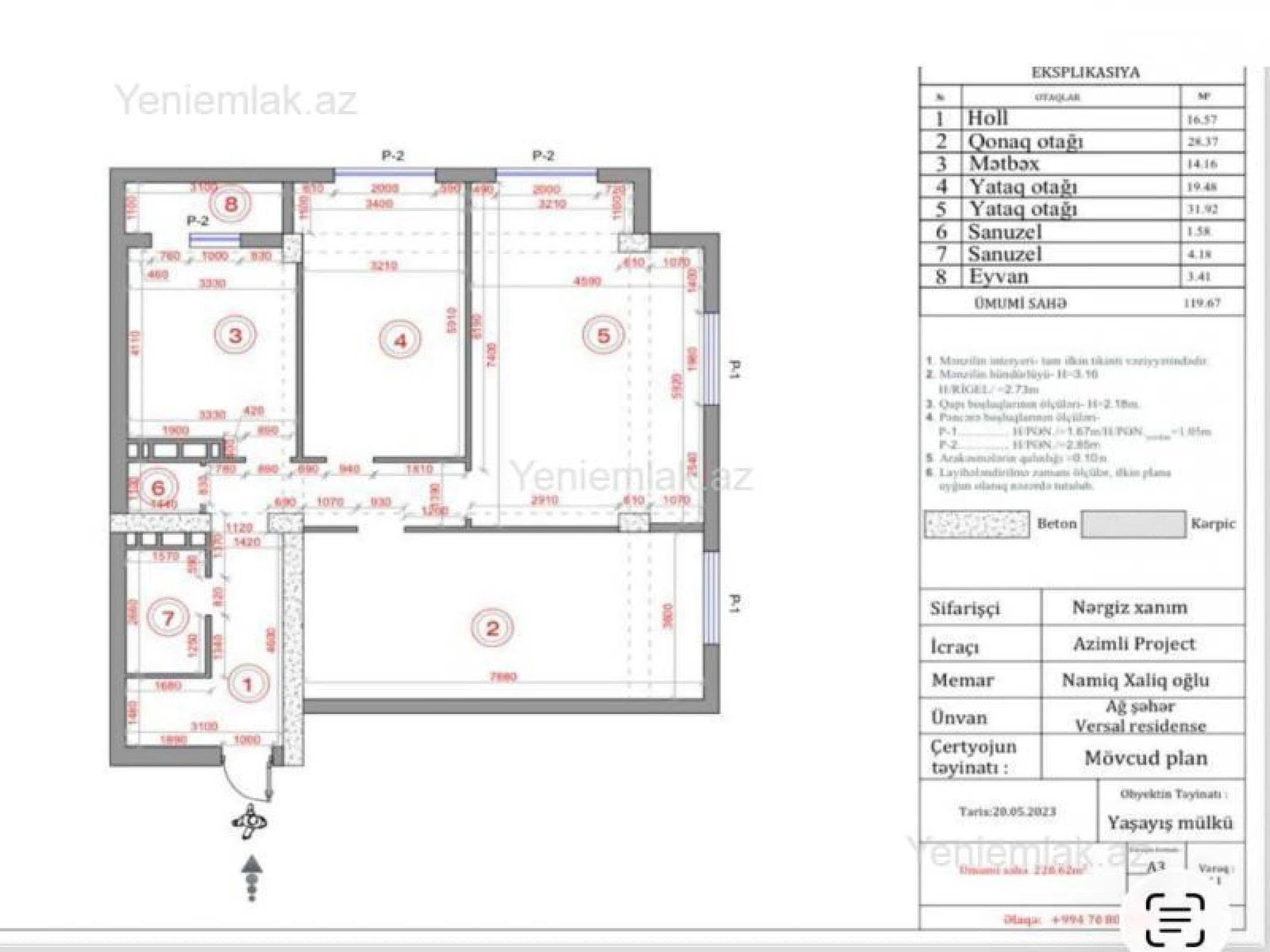 Satılır 3 otaqlı yeni tikili 138 m²
