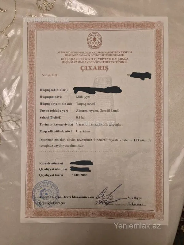 Satılır torpaq sahəsi