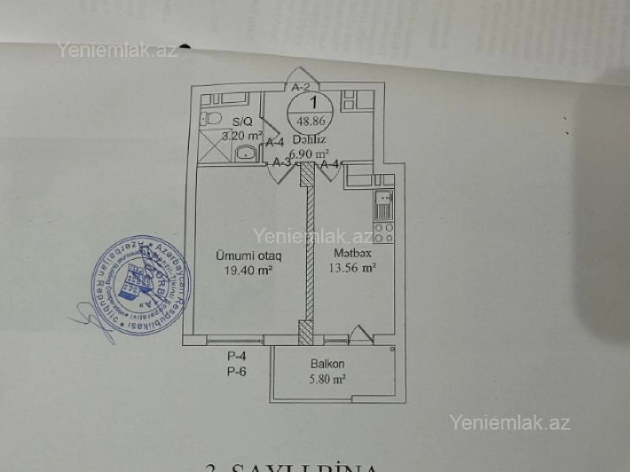 Satılır 2 otaqlı yeni tikili 50 m²