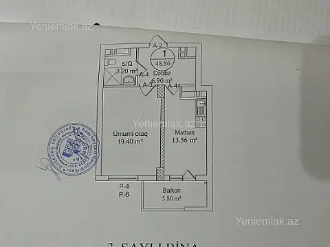 Satılır 2 otaqlı yeni tikili 50 m²