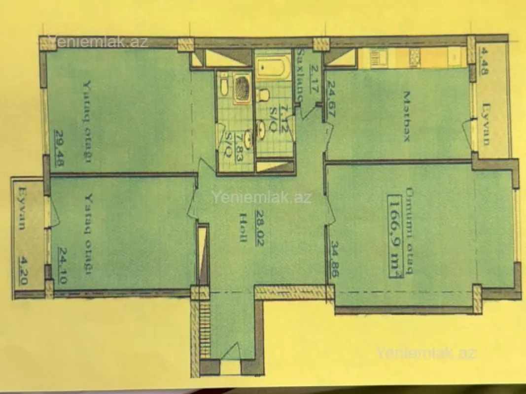 Satılır 3 otaqlı yeni tikili 167 m²