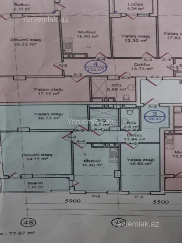 Satılır 3 otaqlı yeni tikili 98.5 m²