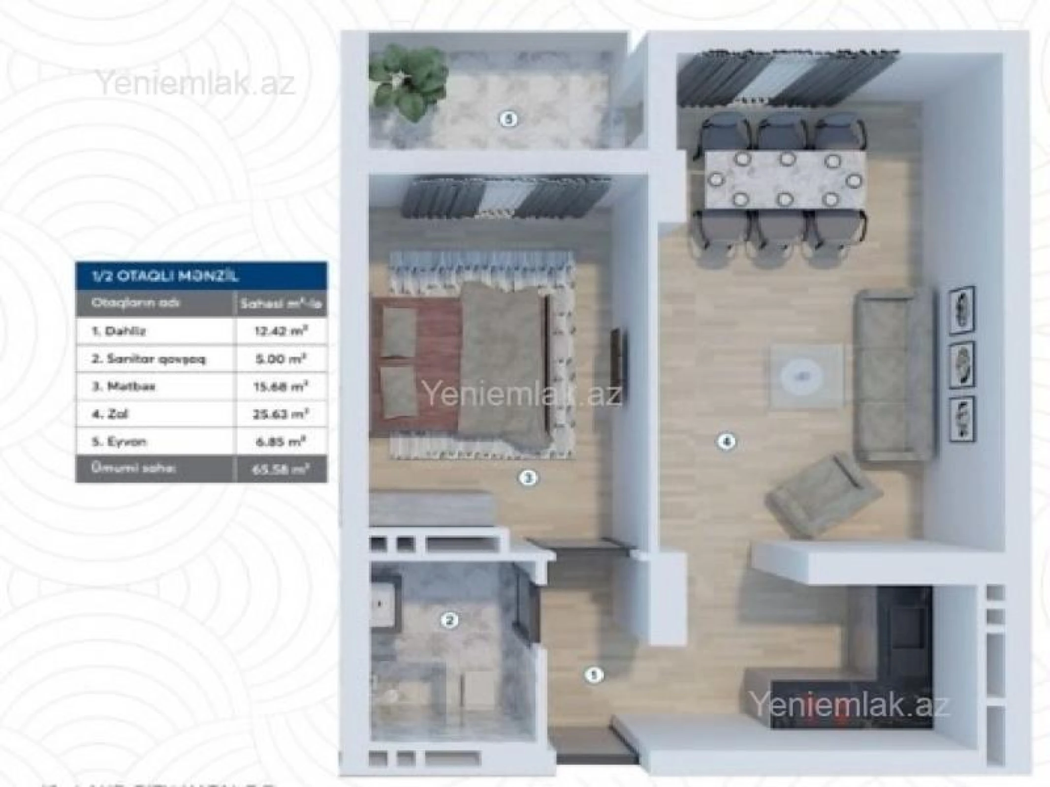 Satılır 2 otaqlı yeni tikili 66 m²