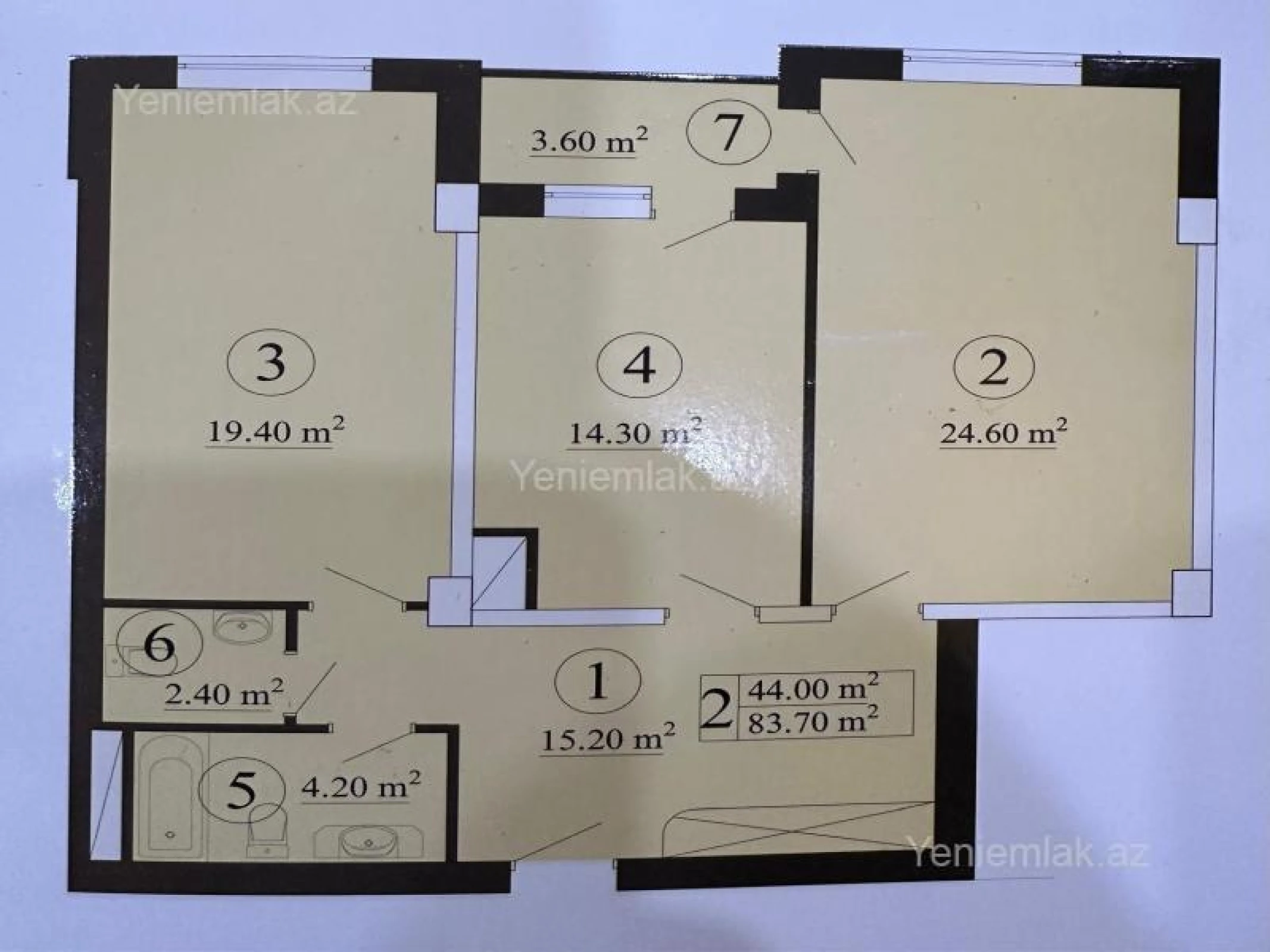 Satılır 2 otaqlı yeni tikili 83 m²