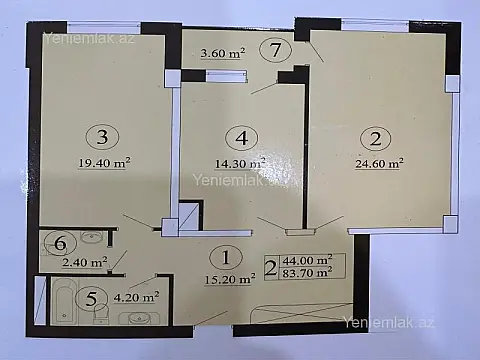 Satılır 2 otaqlı yeni tikili 83 m²