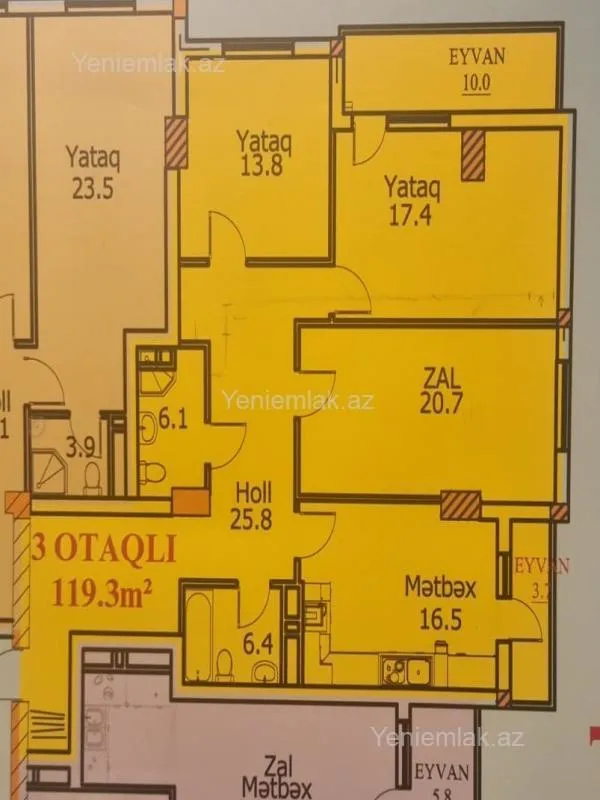 Satılır 3 otaqlı yeni tikili 120 m²