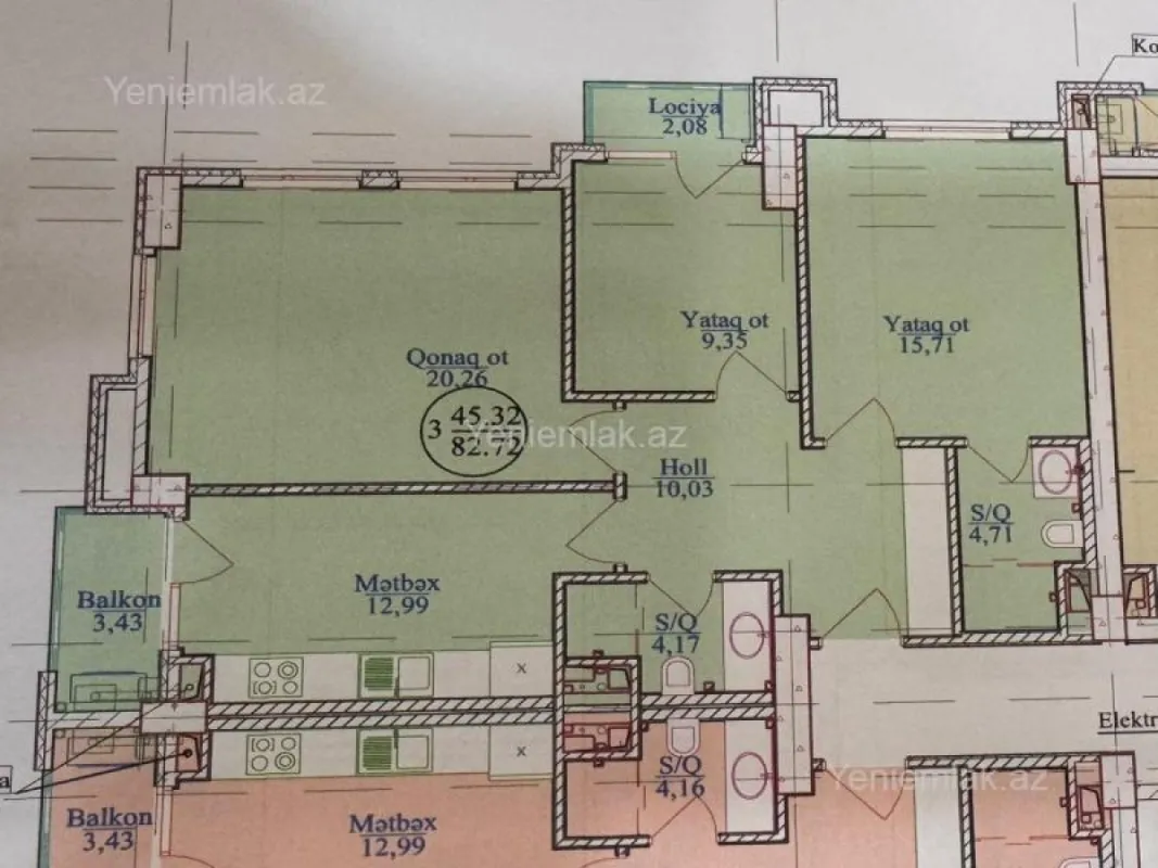Satılır 3 otaqlı yeni tikili 82 m²