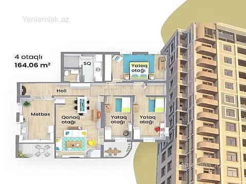Satılır 4 otaqlı yeni tikili 164 m²