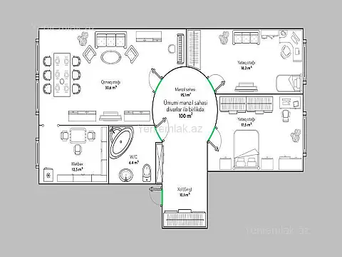 Satılır 3 otaqlı yeni tikili 100.5 m²