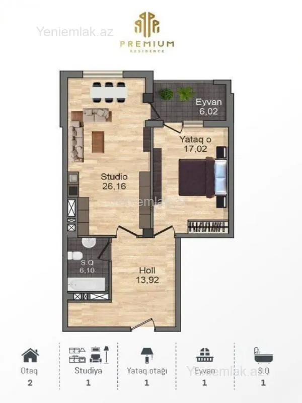 Satılır 2 otaqlı yeni tikili 72 m²