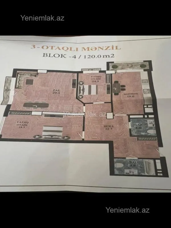 Satılır 3 otaqlı yeni tikili 120 m²