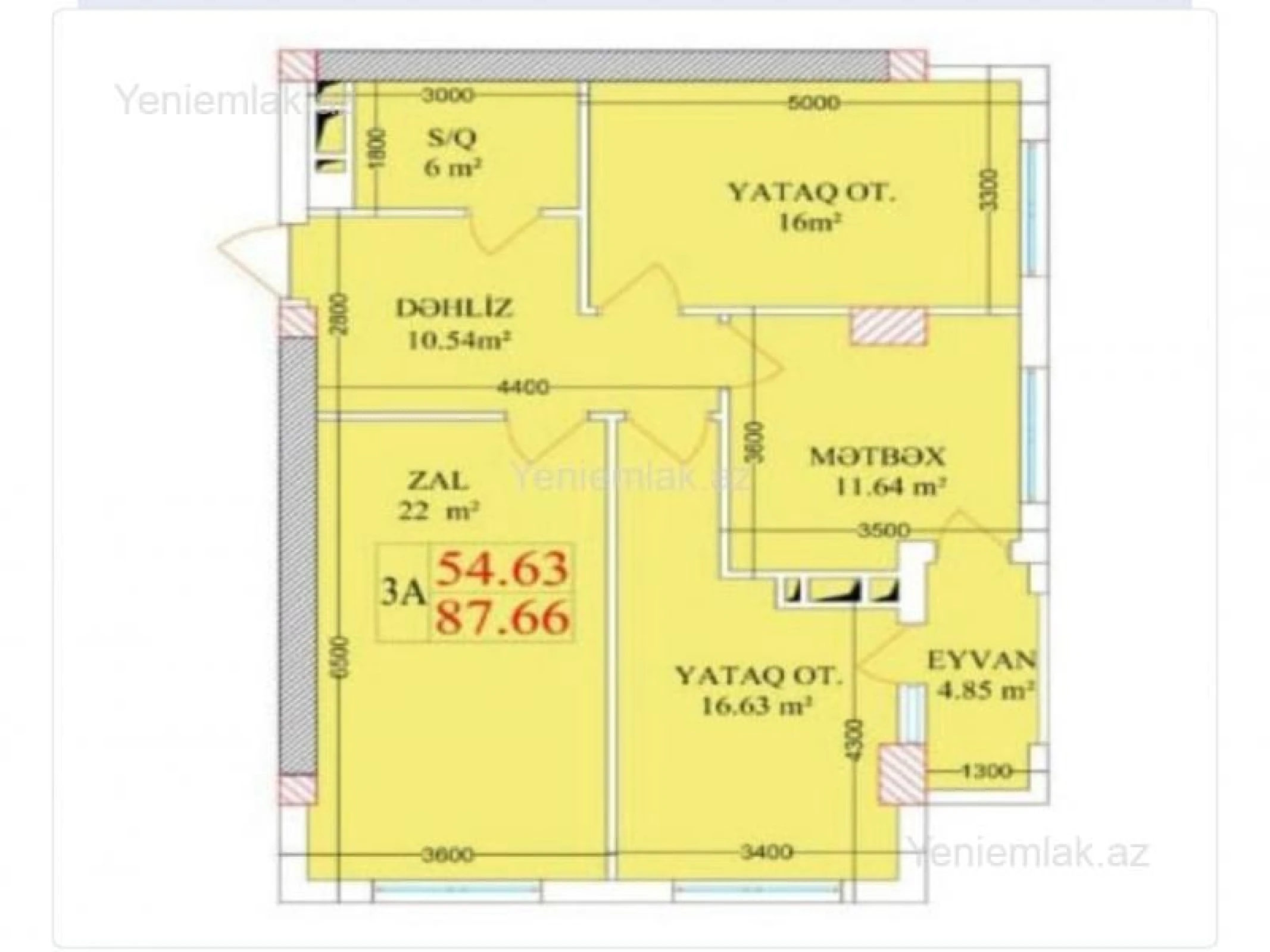 Satılır 3 otaqlı yeni tikili 87.66 m²