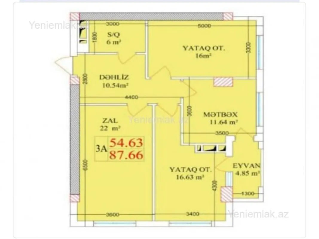 Satılır 3 otaqlı yeni tikili 87.66 m²
