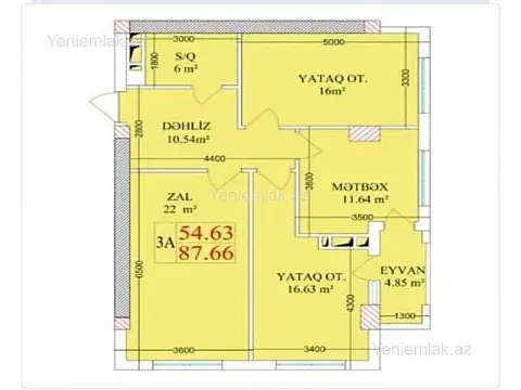 Satılır 3 otaqlı yeni tikili 87.66 m²