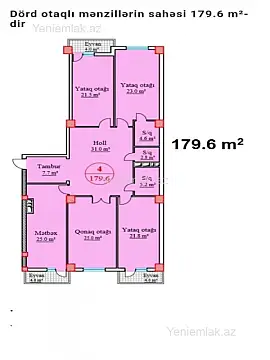 Satılır 4 otaqlı yeni tikili 180 m²