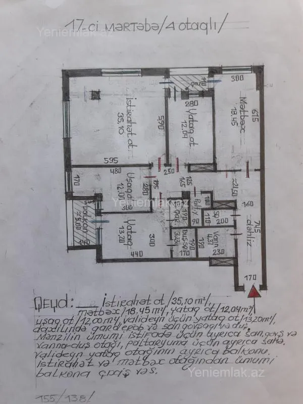 Satılır 4 otaqlı yeni tikili 165 m²