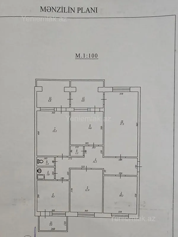 Satılır 5 otaqlı köhnə tikili 90 m²