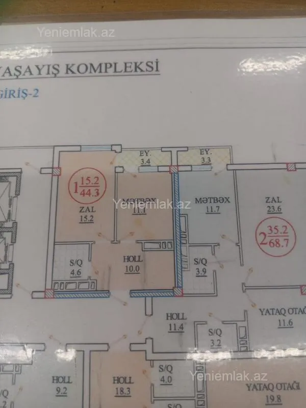 Satılır 1 otaqlı yeni tikili 44.3 m²