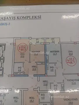 Satılır 1 otaqlı yeni tikili 44.3 m²