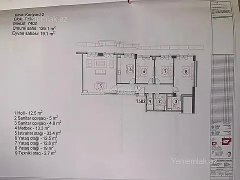 Satılır 4 otaqlı yeni tikili 151 m²
