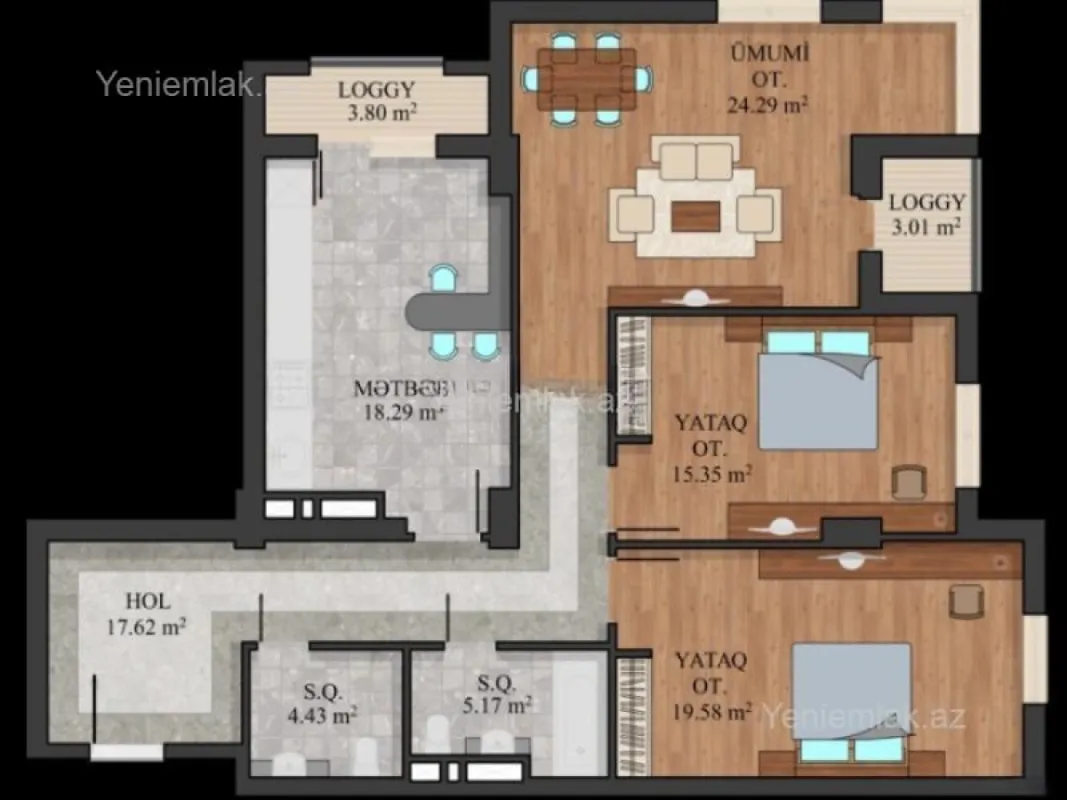 Satılır 3 otaqlı yeni tikili 112 m²