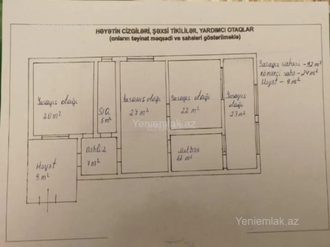 Satılır 4 otaqlı həyət evi 125 m²
