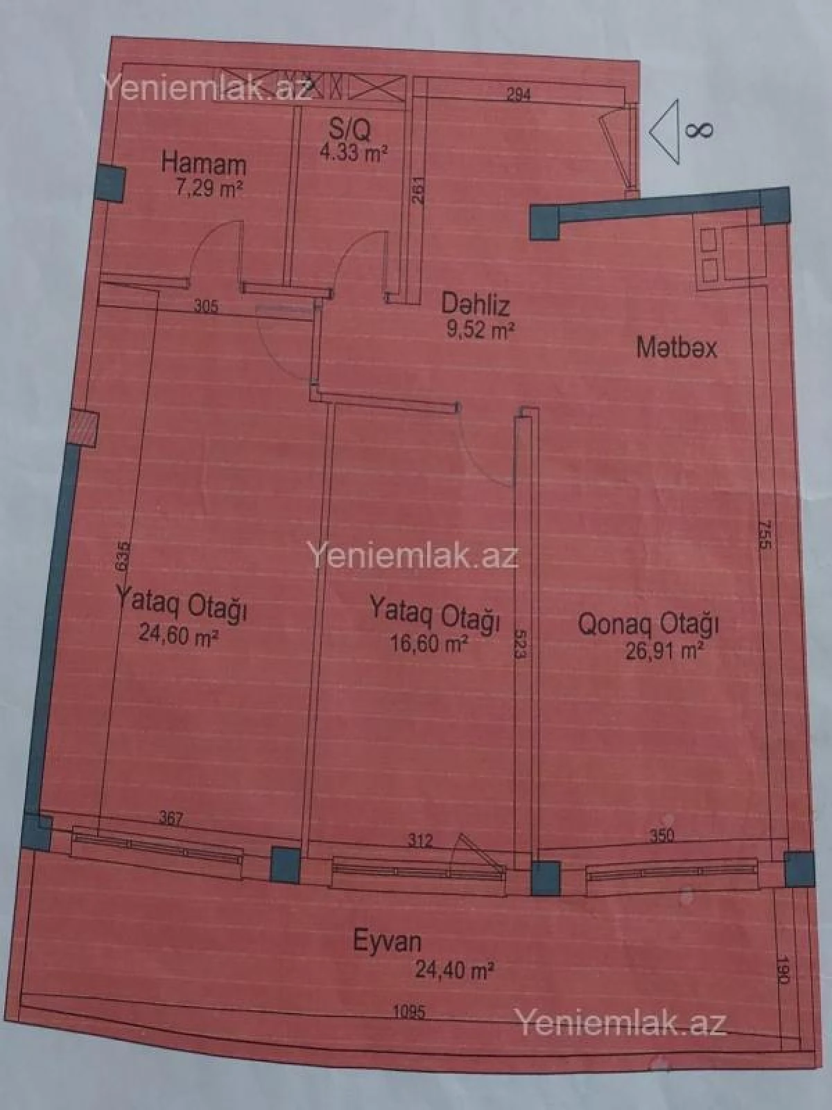 Satılır 3 otaqlı yeni tikili 114 m²