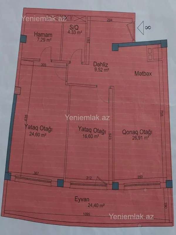 Satılır 3 otaqlı yeni tikili 114 m²