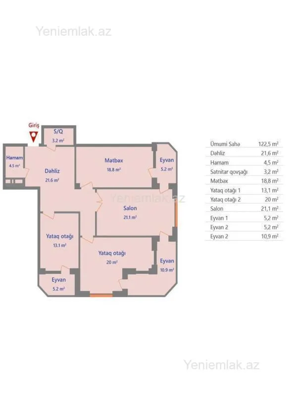 Satılır 3 otaqlı yeni tikili 123 m²
