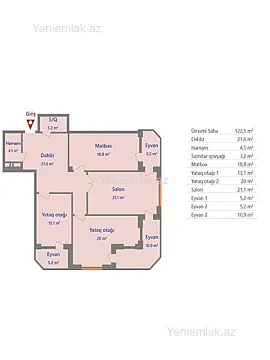 Satılır 3 otaqlı yeni tikili 123 m²