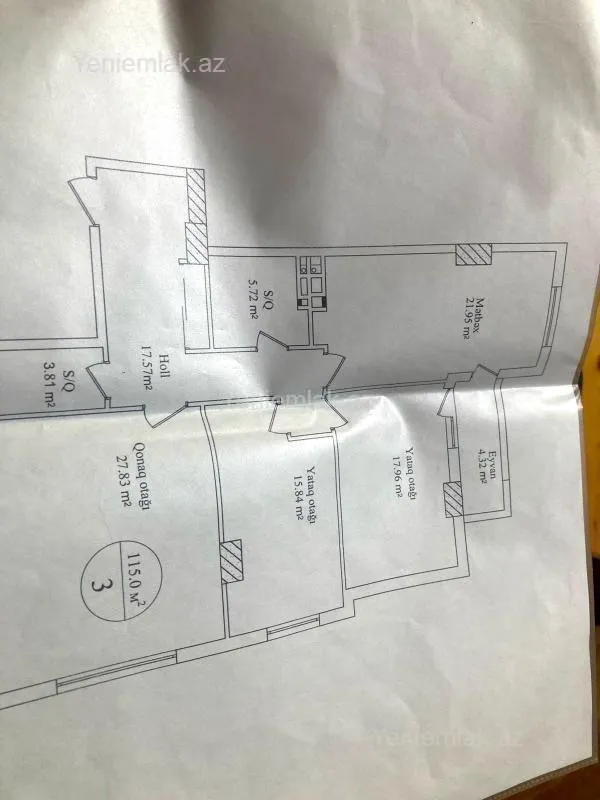 Satılır 3 otaqlı yeni tikili 115 m²