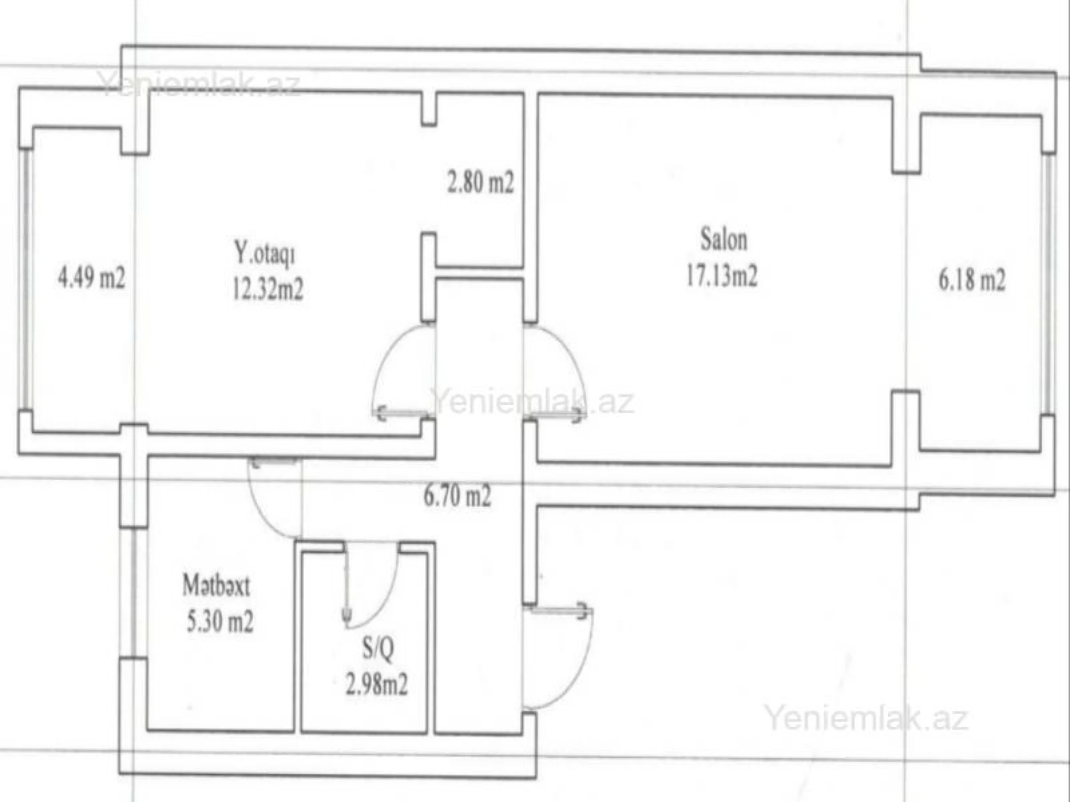 Satılır 2 otaqlı köhnə tikili 65 m²