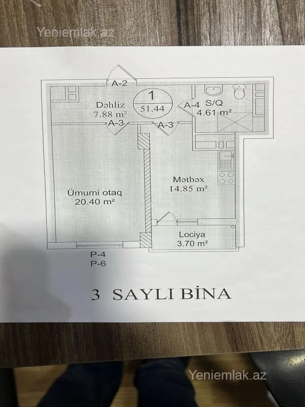Satılır 2 otaqlı yeni tikili 51.5 m²