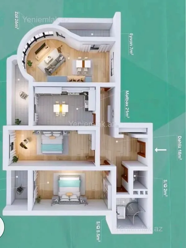 Satılır 3 otaqlı yeni tikili 130 m²